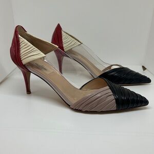 Valentino Garavani Red and Black Multicolor Heels